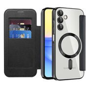 Husa pentru  Samsung Galaxy A15 EliteBook Executive Tip Carte cu Protectie RFID, Compatibilitate MagSafe si protectie lentile Transparent - Negru
