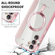 Husa pentru  Samsung Galaxy A15 EliteBook Executive Tip Carte cu Protectie RFID, Compatibilitate MagSafe si protectie lentile Transparent - Roz