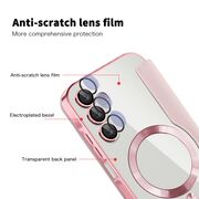 Husa pentru  Samsung Galaxy A15 EliteBook Executive Tip Carte cu Protectie RFID, Compatibilitate MagSafe si protectie lentile Transparent - Roz