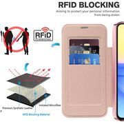 Husa pentru  Samsung Galaxy A15 EliteBook Executive Tip Carte cu Protectie RFID, Compatibilitate MagSafe si protectie lentile Transparent - Roz