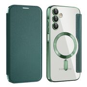 Husa pentru  Samsung Galaxy A15 EliteBook Executive Tip Carte cu Protectie RFID, Compatibilitate MagSafe si protectie lentile Transparent - Verde