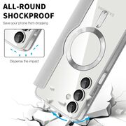 Husa pentru  Samsung Galaxy A16 EliteBook Executive Tip Carte cu Protectie RFID, Compatibilitate MagSafe si protectie lentile Transparent - Argintiu