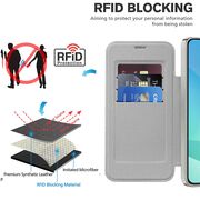 Husa pentru  Samsung Galaxy A16 EliteBook Executive Tip Carte cu Protectie RFID, Compatibilitate MagSafe si protectie lentile Transparent - Argintiu