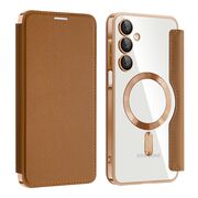 Husa pentru  Samsung Galaxy A16 EliteBook Executive Tip Carte cu Protectie RFID, Compatibilitate MagSafe si protectie lentile Transparent - Maro