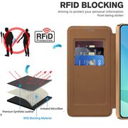 Husa pentru  Samsung Galaxy A16 EliteBook Executive Tip Carte cu Protectie RFID, Compatibilitate MagSafe si protectie lentile Transparent - Maro