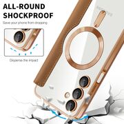 Husa pentru  Samsung Galaxy A16 EliteBook Executive Tip Carte cu Protectie RFID, Compatibilitate MagSafe si protectie lentile Transparent - Maro