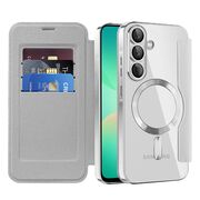 Husa pentru  Samsung Galaxy A26 EliteBook Executive Tip Carte cu Protectie RFID, Compatibilitate MagSafe si protectie lentile Transparent - Argintiu
