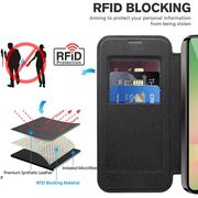 Husa pentru  Samsung Galaxy A26 EliteBook Executive Tip Carte cu Protectie RFID, Compatibilitate MagSafe si protectie lentile Transparent - Negru