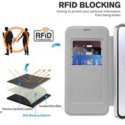 Husa pentru  Samsung Galaxy A35 EliteBook Executive Tip Carte cu Protectie RFID, Compatibilitate MagSafe si protectie lentile Transparent - Argintiu