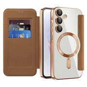 Husa pentru  Samsung Galaxy A35 EliteBook Executive Tip Carte cu Protectie RFID, Compatibilitate MagSafe si protectie lentile Transparent - Maro