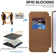 Husa pentru  Samsung Galaxy A35 EliteBook Executive Tip Carte cu Protectie RFID, Compatibilitate MagSafe si protectie lentile Transparent - Maro