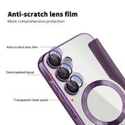 Husa pentru  Samsung Galaxy A35 EliteBook Executive Tip Carte cu Protectie RFID, Compatibilitate MagSafe si protectie lentile Transparent - Mov