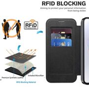 Husa pentru  Samsung Galaxy A35 EliteBook Executive Tip Carte cu Protectie RFID, Compatibilitate MagSafe si protectie lentile Transparent - Negru