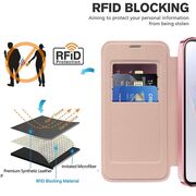 Husa pentru  Samsung Galaxy A35 EliteBook Executive Tip Carte cu Protectie RFID, Compatibilitate MagSafe si protectie lentile Transparent - Roz