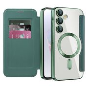 Husa pentru  Samsung Galaxy A35 EliteBook Executive Tip Carte cu Protectie RFID, Compatibilitate MagSafe si protectie lentile Transparent - Verde