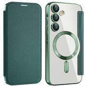 Husa pentru  Samsung Galaxy A35 EliteBook Executive Tip Carte cu Protectie RFID, Compatibilitate MagSafe si protectie lentile Transparent - Verde