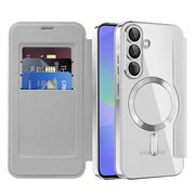 Husa pentru  Samsung Galaxy A36 EliteBook Executive Tip Carte cu Protectie RFID, Compatibilitate MagSafe si protectie lentile Transparent - Argintiu