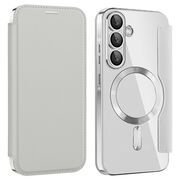 Husa pentru  Samsung Galaxy A36 EliteBook Executive Tip Carte cu Protectie RFID, Compatibilitate MagSafe si protectie lentile Transparent - Argintiu