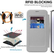 Husa pentru  Samsung Galaxy A36 EliteBook Executive Tip Carte cu Protectie RFID, Compatibilitate MagSafe si protectie lentile Transparent - Argintiu