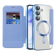 Husa pentru  Samsung Galaxy A55 EliteBook Executive Tip Carte cu Protectie RFID, Compatibilitate MagSafe si protectie lentile Transparent - Albastru deschis