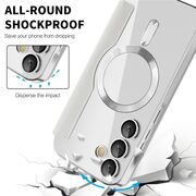Husa pentru  Samsung Galaxy A55 EliteBook Executive Tip Carte cu Protectie RFID, Compatibilitate MagSafe si protectie lentile Transparent - Argintiu
