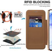 Husa pentru  Samsung Galaxy A55 EliteBook Executive Tip Carte cu Protectie RFID, Compatibilitate MagSafe si protectie lentile Transparent - Maro