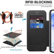 Husa pentru  Samsung Galaxy A55 EliteBook Executive Tip Carte cu Protectie RFID, Compatibilitate MagSafe si protectie lentile Transparent - Negru