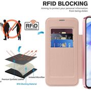 Husa pentru  Samsung Galaxy A55 EliteBook Executive Tip Carte cu Protectie RFID, Compatibilitate MagSafe si protectie lentile Transparent - Roz