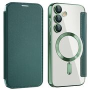 Husa pentru  Samsung Galaxy A55 EliteBook Executive Tip Carte cu Protectie RFID, Compatibilitate MagSafe si protectie lentile Transparent - Verde