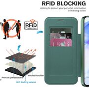 Husa pentru  Samsung Galaxy A55 EliteBook Executive Tip Carte cu Protectie RFID, Compatibilitate MagSafe si protectie lentile Transparent - Verde