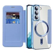 Husa pentru  Samsung Galaxy S22 5G EliteBook Executive Tip Carte cu Protectie RFID, Compatibilitate MagSafe si protectie lentile Transparent - Albastru deschis