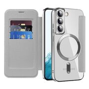 Husa pentru  Samsung Galaxy S22 5G EliteBook Executive Tip Carte cu Protectie RFID, Compatibilitate MagSafe si protectie lentile Transparent - Argintiu