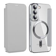 Husa pentru  Samsung Galaxy S22 5G EliteBook Executive Tip Carte cu Protectie RFID, Compatibilitate MagSafe si protectie lentile Transparent - Argintiu