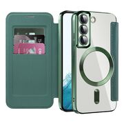 Husa pentru  Samsung Galaxy S22 5G EliteBook Executive Tip Carte cu Protectie RFID, Compatibilitate MagSafe si protectie lentile Transparent - Verde