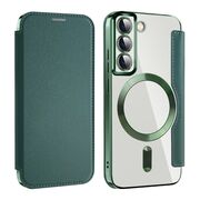 Husa pentru  Samsung Galaxy S22 5G EliteBook Executive Tip Carte cu Protectie RFID, Compatibilitate MagSafe si protectie lentile Transparent - Verde