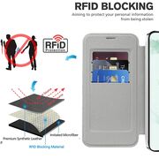 Husa pentru  Samsung Galaxy S22 Plus 5G EliteBook Executive Tip Carte cu Protectie RFID, Compatibilitate MagSafe si protectie lentile Transparent - Argintiu