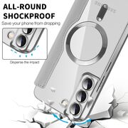 Husa pentru  Samsung Galaxy S22 Plus 5G EliteBook Executive Tip Carte cu Protectie RFID, Compatibilitate MagSafe si protectie lentile Transparent - Argintiu