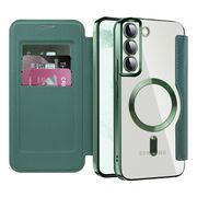 Husa pentru  Samsung Galaxy S22 Plus 5G EliteBook Executive Tip Carte cu Protectie RFID, Compatibilitate MagSafe si protectie lentile Transparent - Verde