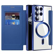 Husa pentru  Samsung Galaxy S22 Ultra 5G EliteBook Executive Tip Carte cu Protectie RFID, Compatibilitate MagSafe si protectie lentile Transparent - Albastru