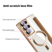 Husa pentru  Samsung Galaxy S22 Ultra 5G EliteBook Executive Tip Carte cu Protectie RFID, Compatibilitate MagSafe si protectie lentile Transparent - Maro