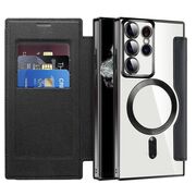 Husa pentru  Samsung Galaxy S22 Ultra 5G EliteBook Executive Tip Carte cu Protectie RFID, Compatibilitate MagSafe si protectie lentile Transparent - Negru