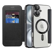 Husa pentru  iPhone 16 EliteBook Executive Tip Carte cu Protectie RFID, Compatibilitate MagSafe si protectie lentile Transparent - Negru