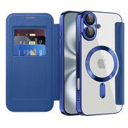 Husa pentru  iPhone 16 Plus EliteBook Executive Tip Carte cu Protectie RFID, Compatibilitate MagSafe si protectie lentile Transparent - Albastru