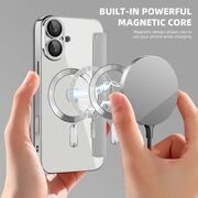 Husa pentru  iPhone 16 Plus EliteBook Executive Tip Carte cu Protectie RFID, Compatibilitate MagSafe si protectie lentile Transparent - Argintiu