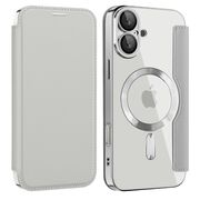 Husa pentru  iPhone 16 Plus EliteBook Executive Tip Carte cu Protectie RFID, Compatibilitate MagSafe si protectie lentile Transparent - Argintiu