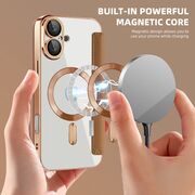 Husa pentru  iPhone 16 Plus EliteBook Executive Tip Carte cu Protectie RFID, Compatibilitate MagSafe si protectie lentile Transparent - Maro