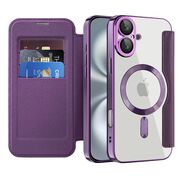 Husa pentru  iPhone 16 Plus EliteBook Executive Tip Carte cu Protectie RFID, Compatibilitate MagSafe si protectie lentile Transparent - Mov