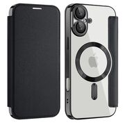 Husa pentru  iPhone 16 Plus EliteBook Executive Tip Carte cu Protectie RFID, Compatibilitate MagSafe si protectie lentile Transparent - Negru