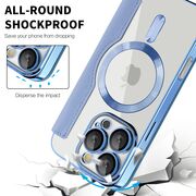 Husa pentru  iPhone 16 Pro EliteBook Executive Tip Carte cu Protectie RFID, Compatibilitate MagSafe si protectie lentile Transparent - Albastru deschis