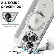 Husa pentru  iPhone 16 Pro EliteBook Executive Tip Carte cu Protectie RFID, Compatibilitate MagSafe si protectie lentile Transparent - Argintiu